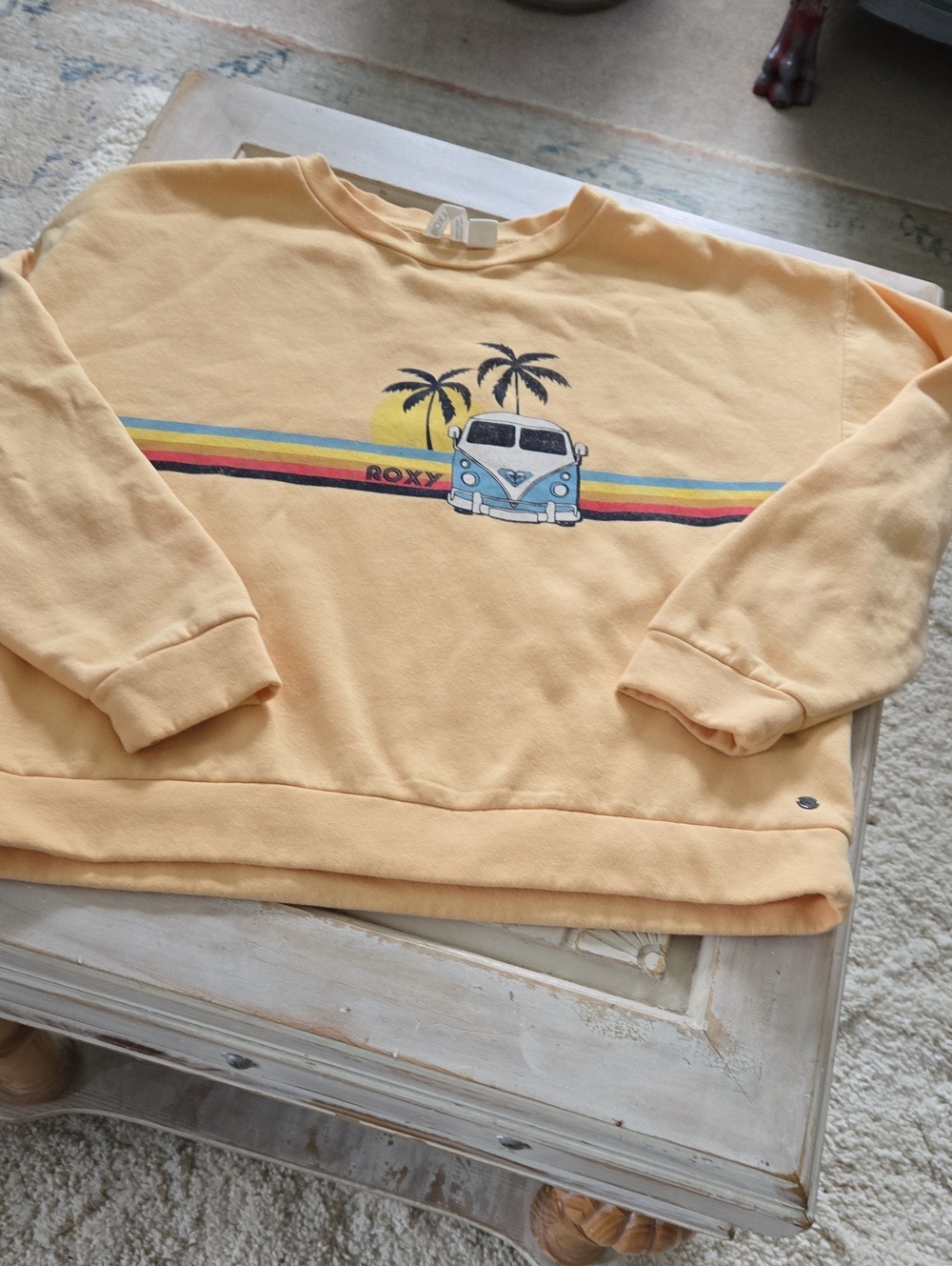 Roxy Peach VW Bus Pullover with Rainbow Stripe